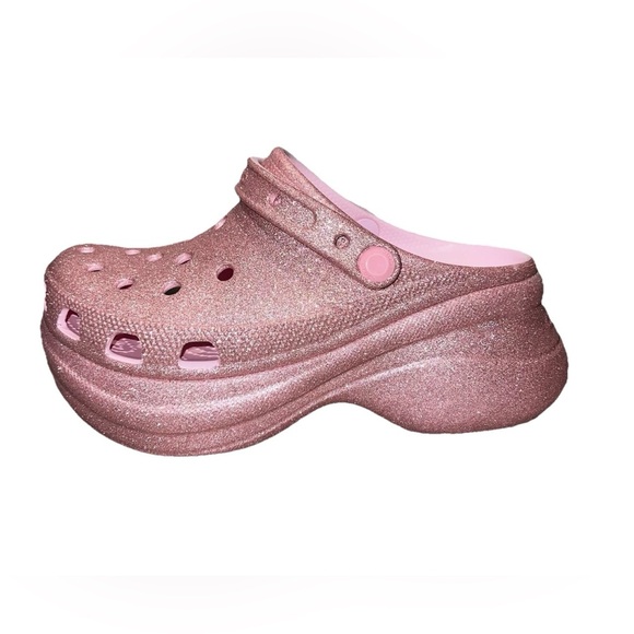 CROCS Pink Milk Glitter Bae Platform Clogs - Picture 2 of 9